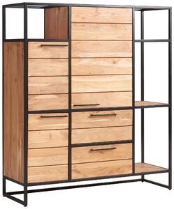 VYSOKÁ KOMODA, akácia, čierna, medová, 128/145/42 cm MID.YOU - Komody, Online Only