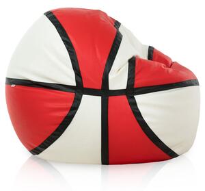 Sedací vak Basketbal ekokoža, krémový / červený