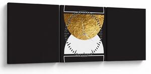 Obraz - Abstrakcia zlatá a čierna N⁰2 (s hodinami) (90x30 cm)