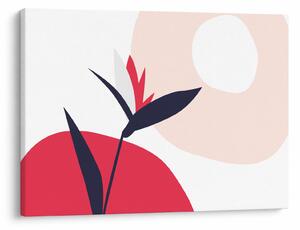 Obraz - Ružová florálna abstrakcia N⁰1 (70x50 cm)