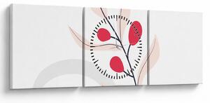 Obraz - Ružová florálna abstrakcia N⁰3 (s hodinami) (90x30 cm)