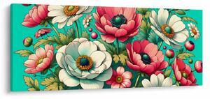 Obraz - Kvety na modrom pozadí (120x50 cm)
