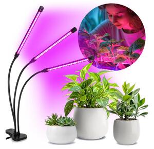 LED Stmievateľná lampa s klipom na pestovanie rastlín VITARO 3xLED/10W/230V čierna
