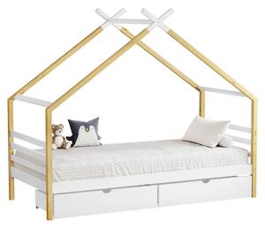 NovýNábytok.sk Montessori detská posteľ 90 x 200 cm Thailandia 1 (biela + prírodná) (s roštom) (s úl. priestorom). Vlastná spoľahlivá doprava až k Vám domov. 1161361