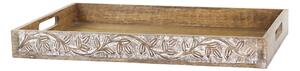 Servírovací podnos z mangového dreva s rezbami Tours - 59*35*5 cm - Chic Antique