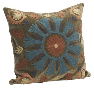Obal na vankúš s výšivkou Velvet Suzani Blue 50 × 50 cm