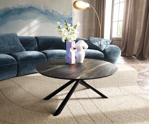 DELIFE Konferenčný stolík Edge okrúhly 90x90 cm keramika Laminam® Noir Desir hnedá Sarity kov čierna
