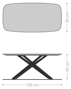 DELIFE Konferenčný stolík Edge zaoblený tvar 100x50 cm dub prírodný švajčiarska hrana Sarity kov čierna