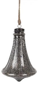 Striebornočierna sklenená vianočná ozdoba v tvare zvončeka - 21*31 cm 21,00 cm - Clayre & Eef