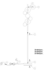 ONLI - Stojacia lampa PALOMA 7xG9/10W/230V čierna/dymová