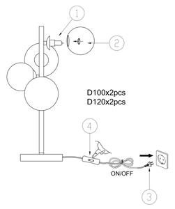 ONLI - Stolná lampa PALOMA 4xG9/10W/230V 48 cm čierna/dymová