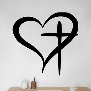 KMDESING | Drevené obraz na stenu - Srdce z križom