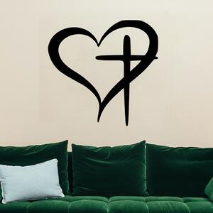 KMDESING | Drevené obraz na stenu - Srdce z križom