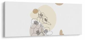 Obraz - Béžové kvety s motýľom N⁰4 (120x50 cm)