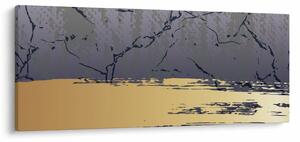 Obraz - Modrá a zlatá abstrakcia N⁰1 (120x50 cm)