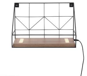 Nástenná svetelná tabuľa LED s drevenou poličkou, 30x15cm