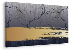 Obraz - Modrá a zlatá abstrakcia N⁰1 (90x60 cm)