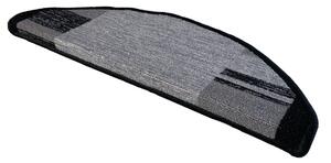 Vopi koberce Nášľapy na schody Geneve sivý polkruh, samolepiaci - 24x65 polkruh (rozmer vrátane ohybu)