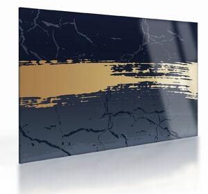 Sklenený obraz - Modrá a zlatá abstrakcia N⁰2 (70x50 cm)