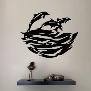 KMDESING | Drevený obraz na stenu - Delfíny