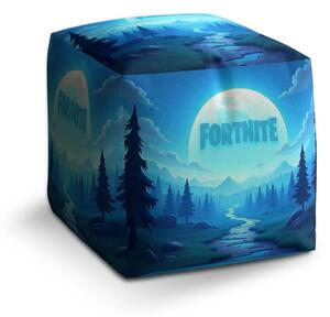 Sablio Taburet Cube FORTNITE Modré údolie s mesiacom - 40x40x40 cm