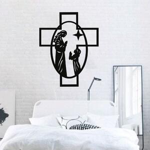 KMDESING | Drevený obraz na stenu - Kríž z modliacimi postavami