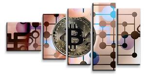 Sablio Obraz - 5-dílný Bitcoin - 100x60 cm
