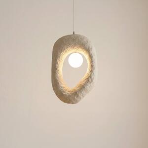Opviq Závesné svietidlo Zoga, ecru, 50 x 30 cm, sklolaminát, E27, Krémová / jantárovo žltá, Obývacia izba / jedáleň, Plast, Moderný, Závesné svietidlo