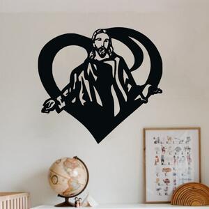 KMDESING | Drevená dekorácia na stenu - Ježiš v abstraktnom svätom srdci