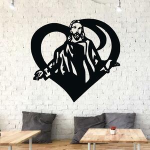 KMDESING | Drevená dekorácia na stenu - Ježiš v abstraktnom svätom srdci