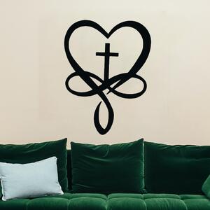 KMDESING | Drevená dekorácia na stenu - Srdce a kríž