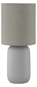 Sivá stolová lampa z keramiky a tkaniny Trio Clay, výška 35 cm