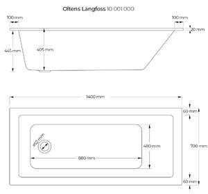 Oltens Langfoss obdĺžniková vaňa 140x70 cm biela 10001000
