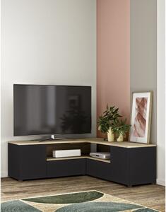 TV stolík v dekore duba v čierno-prírodnej farbe 130x46 cm Angle – TemaHome