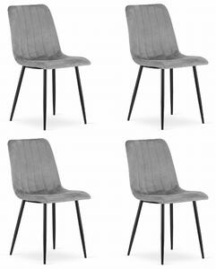 Set 4 kresiel LAVA - svetlosivý zamat