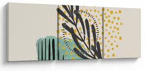 Obraz - Abstraktné listy N⁰3 (s hodinami) (90x30 cm)