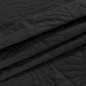 Čierny prehoz na posteľ so vzorom LEAVES Rozmer: 200 x 220 cm