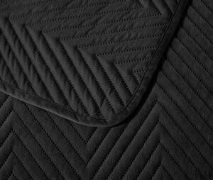 Čierny zamatový prehoz na posteľ so vzorom ARROW VELVET Rozmer: 200 x 220 cm