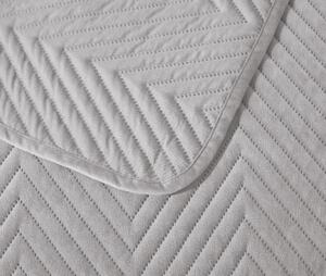 Svetlosivý zamatový prehoz na posteľ so vzorom ARROW VELVET Rozmer: 200 x 220 cm