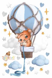Detská nálepka na stenu Tiny world - tigrík v modrom balóne