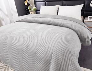 Svetlosivý zamatový prehoz na posteľ so vzorom ARROW VELVET Rozmer: 200 x 220 cm