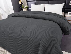 Tmavosivý zamatový prehoz na posteľ so vzorom ARROW VELVET Rozmer: 200 x 220 cm