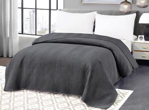 Tmavosivý zamatový prehoz na posteľ so vzorom ARROW VELVET Rozmer: 200 x 220 cm