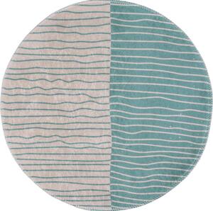 Umývateľný okrúhly koberec v krémovo-tyrkysovej farbe ø 80 cm Yuvarlak – Vitaus