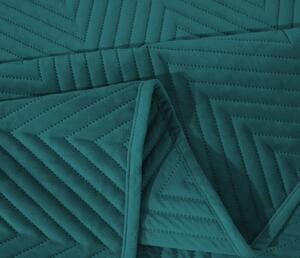 Tyrkysový zamatový prehoz na posteľ so vzorom ARROW VELVET Rozmer: 200 x 220 cm