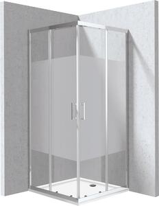 Deante Štvorcový sprchovací kút Funkia Evo 80x80 cm, vzor pás - KYCP0E88P, chróm + sprchová vanička biela