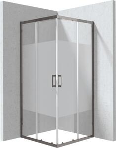 Deante Štvorcový sprchovací kút Funkia Evo 80x80 cm, vzor pás - KYC DE88P, titán - bez vaničky