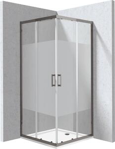 Deante Štvorcový sprchovací kút Funkia Evo 80x80 cm, vzor pás - KYCPDE88P, titán + sprchová vanička biela