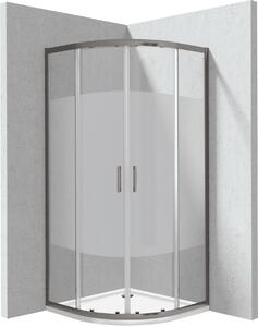 Deante Štvrťkruhový sprchový kút Funkia Evo 80x80 cm, vzor pás - KYPPDE88P, titán + sprchová vanička biela
