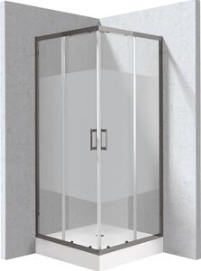Deante Štvorcový sprchový kút Funkia Evo 80x80 cm, vzor pás - KYCZDE88P, titán + sprchová vanička biela